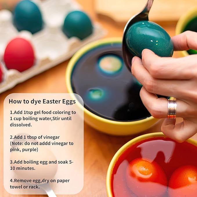 Gel Food Coloring Easter Egg Dye Kit - Shanlinly 10 Colors Gel Based Flavorless Edible Food Color Dye Vibrant Neon Icing Color for Cake Decorating Baking Macaron Frosting Fondant Cookie (6ml/Bottles)