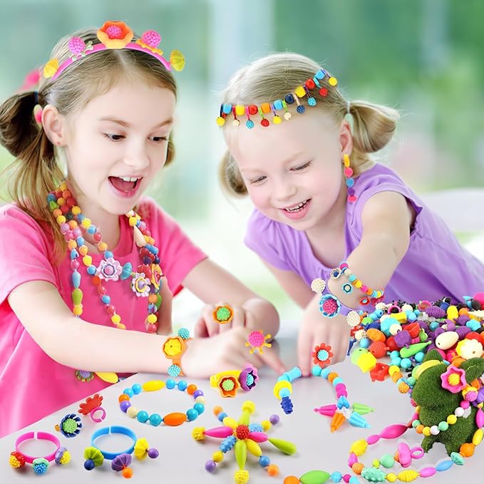 Arthopt Snap Pop Beads Jewelry Making Kit for Girls with 700+ pcs Arts and Crafts Toys for Kids 3-7 Years Old, DIY Snap Beads Bracelets Necklace Ring Toy Set Birthday Gifts for Girls 4 5 6 7 8