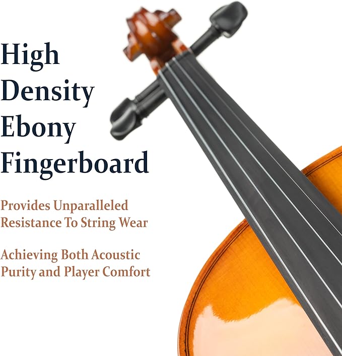 Cecilio 1/2 Violin Solidwood Violin with Hard Case, Bow, Rosin, Tuner, Shoulder Rest & Lesson Book – Ideal for Beginners