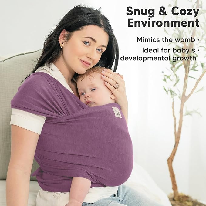 KeaBabies Baby Wrap Carrier - All in 1 Original Baby Carrier Newborn to Toddler Sling, Easy to Wear, Hands Free Bonding, Lightweight, Breathable Infant Wraps (Dark Mauve)