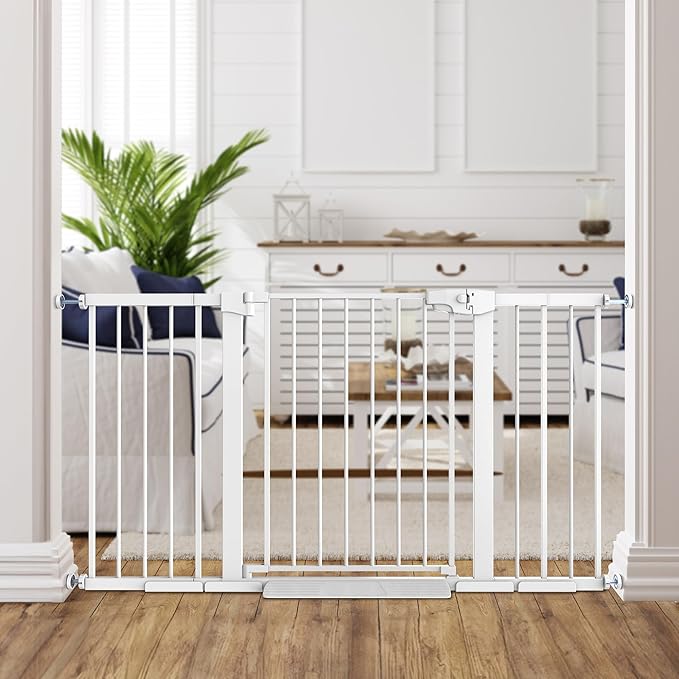 Easy Step Walk-Thru Baby Gate – Adjustable Safety Gate for Babies & Pets, Pressure Mount Kit, Includes Wall Cups & Extensions – 29.7 to 59.8W x 30.5H inches, CPC Certified