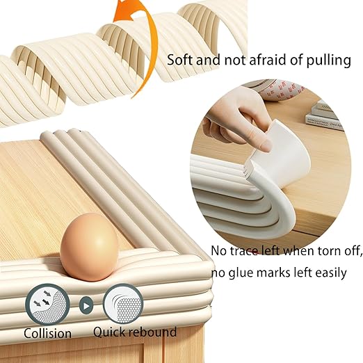 Bunk Bed Ladder Pads,Traction Treads for Stair Steps,Soft Extra-Wide Edge Protector,Self-Adhesive Bunk Bed Ladder Cover Foam Padding,Furniture 16.5 Ft Rice White