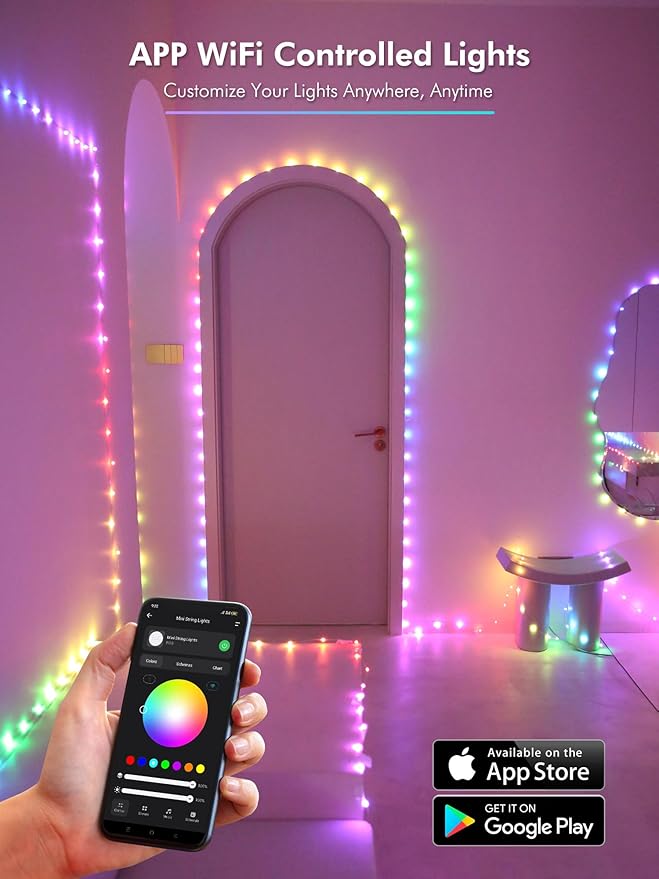Brizled Smart RGB Fairy Lights Pro, 66FT 200 LED Orange Purple Halloween String Lights, Color Changing Christmas Fairy Light App Controlled, Dimmable Tree Light Music Sync Work with Google Home Alexa
