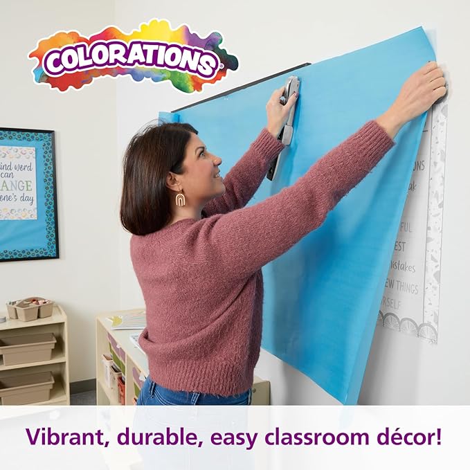 Colorations Arts and Crafts Paper Roll - 36" x 1000', Sky Blue, Dual Surface, Markers, Finger Paints, Painting, Watercolors, Acrylic Paints, Wall Art, Bulletin Board Paper, Kids Crafts (Item # DSSB)