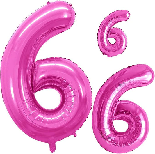 GOER Hot Pink Foil Balloons Number 6,Huge Number Balloons for 6th Birthday Party Supplies Anniversary Decorations(3 pcs,42 inch,32 inc,16inch)