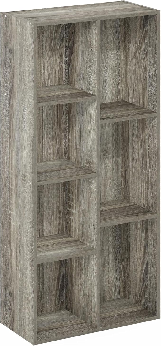 Furinno Luder 7-Cube Reversible Open Shelf, French Oak