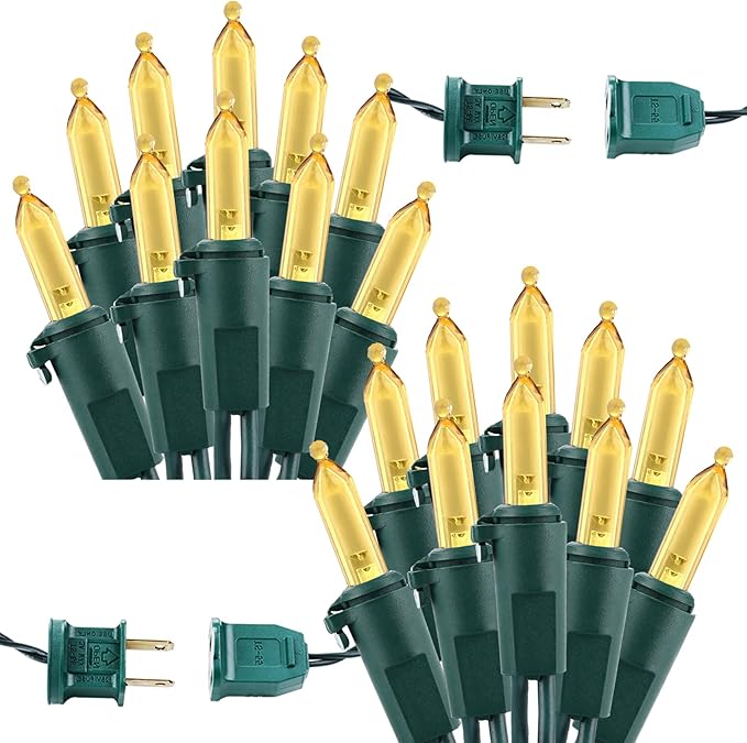 Brizled Christmas Lights Warm White, 2 Pack 33ft 100 LED Christmas String Lights, 120V UL Certified Connectable Xmas Tree Lighting Mini Xmas Light Set for Holiday Tree Home Party Indoor Outdoor Decor