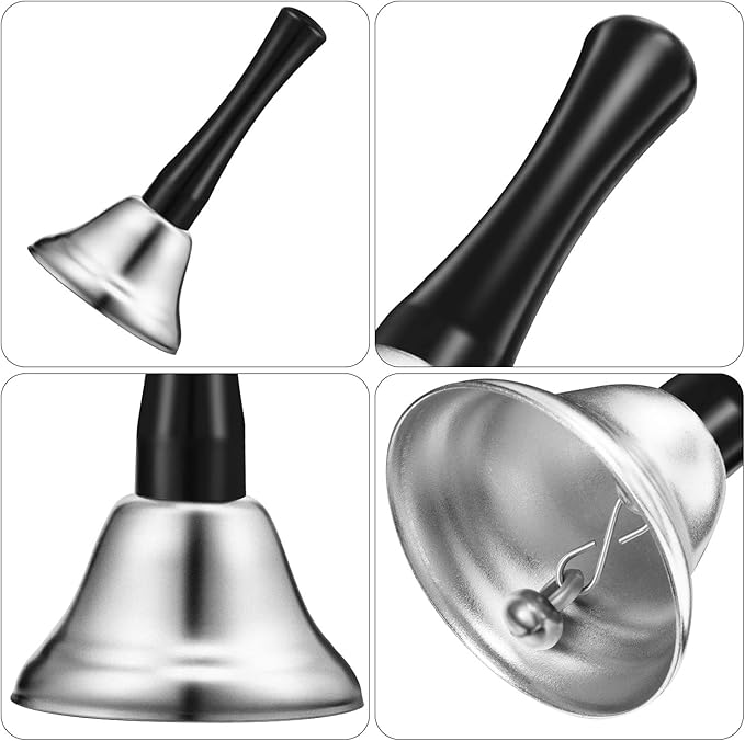Boao 12 Pieces Metal Hand Bells Music Service Hand Bells Musical Instruments Percussion for Christmas Party Supplies(Silver)