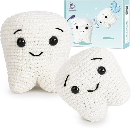 Crochet Kit for Beginners, Crochet Kit w Step-by-Step Video Tutorials, Crochet Starter Kit Learn to Crochet Kits for Adults Kids Beginners, Crochet Kit Tooth (40%+ Yarn Content)