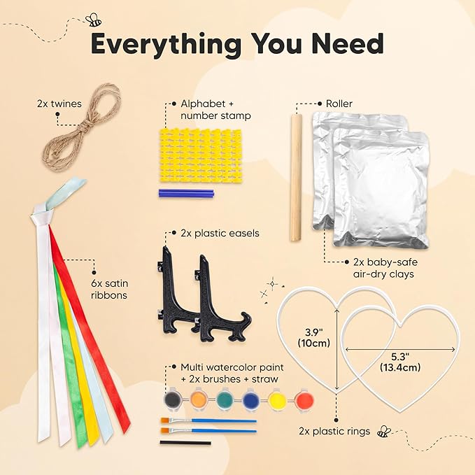 Baby Hand and Footprint Kit Keepsake - Quick-Dry Newborn Foot & Handprint Ornament Kit Boys, Girls, Personalized New Baby Gifts for New Parents, Cute Christmas & Keepsake Gifts (Duo Heart)