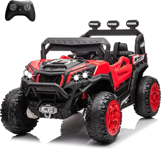 Electric UTV for Kids, 24V Riding Cars for Kids Ages 4-8, Battery Operated Car with Remote Control for Parent, Children Car with Bluetooth 3 Speeds LED Lights Storage Trunk, Red