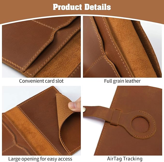 Jack&Chris Genuine Leather Passport Holder For Travel, RFID Blocking Handmade Passport Holder with Card Case Organized & Safe, Quality Travel Essentials for Women and Men for Gifting, Brown