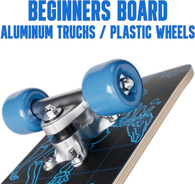 24 inch Rude Boyz Mini Cruiser Skateboard - Aluminium Trucks - Kids Skateboard Ages 5-8 Beginner - Skateboards for Kids