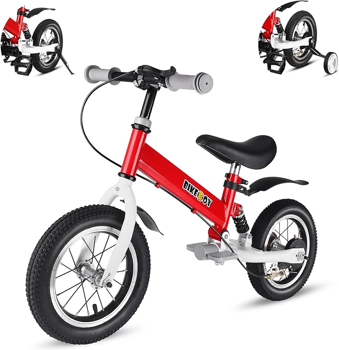 Balance Bike 2 in 1,The Dual Use of a Kids Balance Bike and Kids Bike,12 14 Inches for 2-6 Years Old,with Shock Absorbers, Fenders, Pedals, Auxiliary Wheels