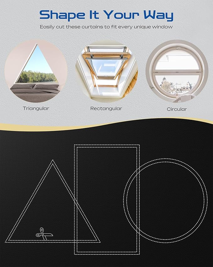 44" W x 60" L 100% Portable Blackout Curtains, Total Darkness No-Drill Black Out Window Cover,Temporary Blackout Shades with Hook & Loop Tape, for Bedroom, Nursery, Dorm, Travel (Black)