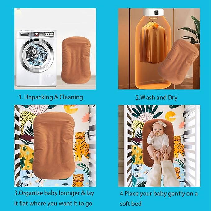 Baby Lounger for Newborns, Baby Nest & Floor Cushion, Soft Cotton, Portable Diaper Changing Pads for Boys & Girls 0-12 Months(Coffee)