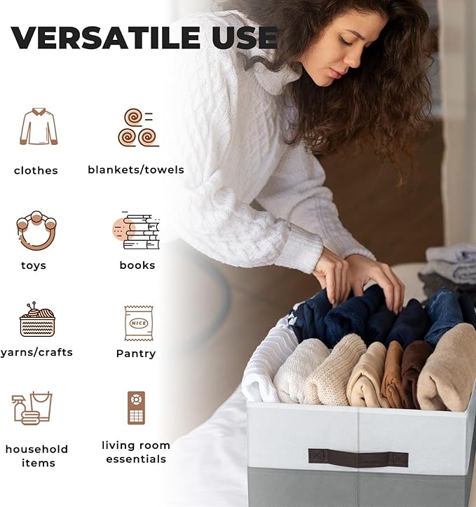 Criusia 8 Pack Closet Organizers and Storage Bins - Extra Large Storage Baskets for Organizing - Clothes Storage Bins for Shelves -Foldable Organizer Bins Totes for Toy Blanket, Dorm Room Essentials