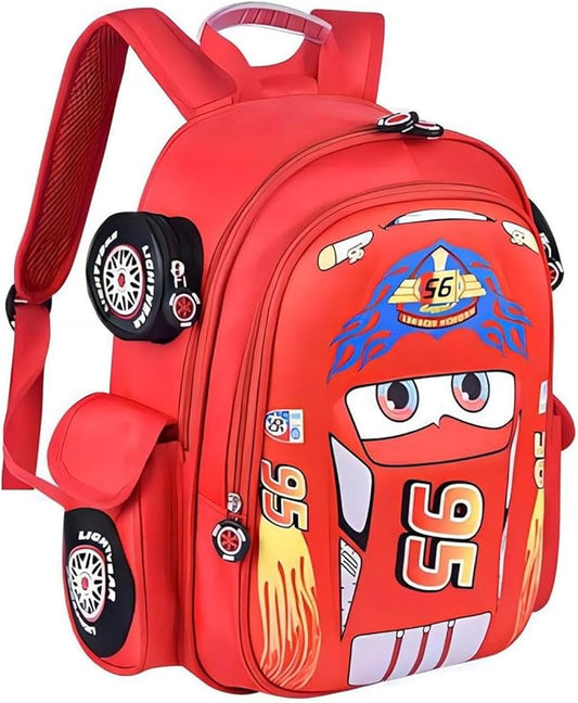 Kid Toddler Boys Girls Backpack Waterproof Cartoon Truck Car Child Snack School Bag Kindergarten Backpack (Red)