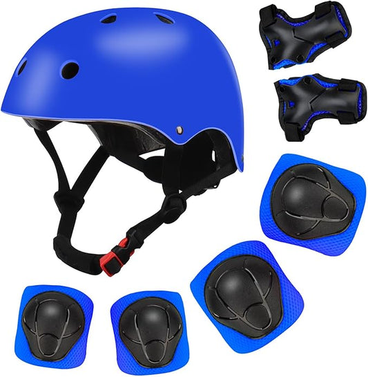 Color Gradient Adjustable Kids' Helmet with Knee & Elbow Pads Set | Multi-Sport Safety Gear for Boys & Girls Ages 5-14 | Skateboarding, Scooters, Roller & Inline Skating, Longboarding