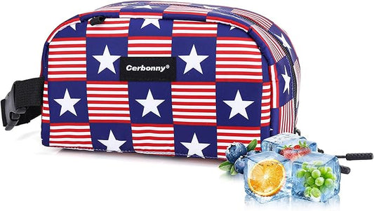 Cerbonny Small Cooler Bag Freezable Lunch Bag for Work School Travel, Leak-proof Insulated Eco-friendly Lunch Bag, 2.5L, Flag