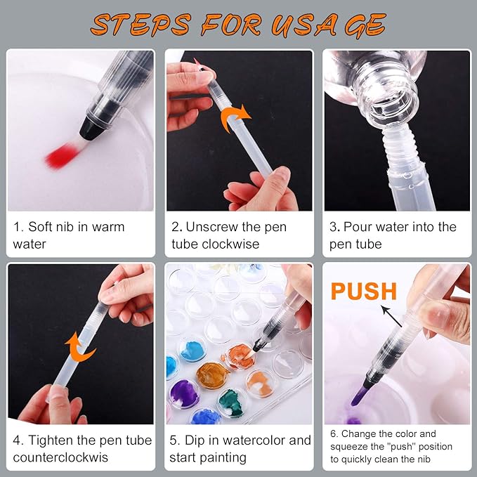 AROIC 48 Colors Watercolor Paint Set,Washable Water Color Paint KiTs with Refillable Water Brush Pens Travel Art Kit for Kids, Beginners & Artists Birthday Gift for Children & Art Lovers