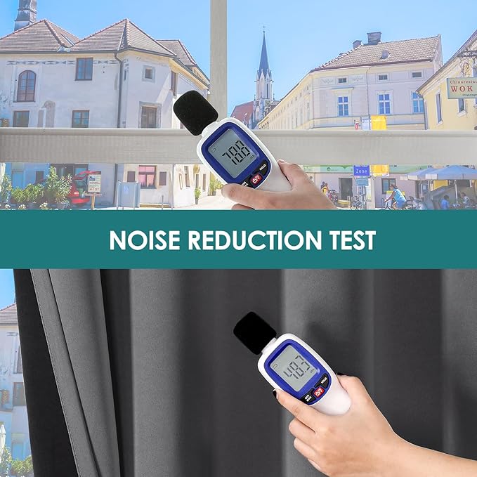 ChrisDowa 100% Blackout Curtains for Bedroom with Black Liner, 2 Thick Layers Total Blackout Thermal Insulated Grommet Window Curtains 2 Panels Set (Grey, 52 x 72 Inch)