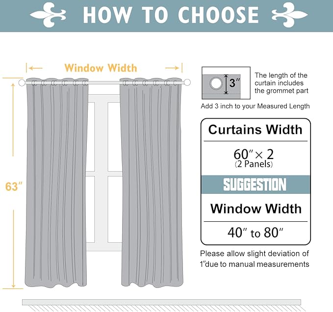 ChrisDowa 100% Blackout Curtains 63 inch Long for Bedroom with Black Liner, Extra Wide 2 Thick Layers Total Blackout Thermal Insulated Grommet Window Curtains 2 Panels Set (Light Beige, 60 x 63 Inch)