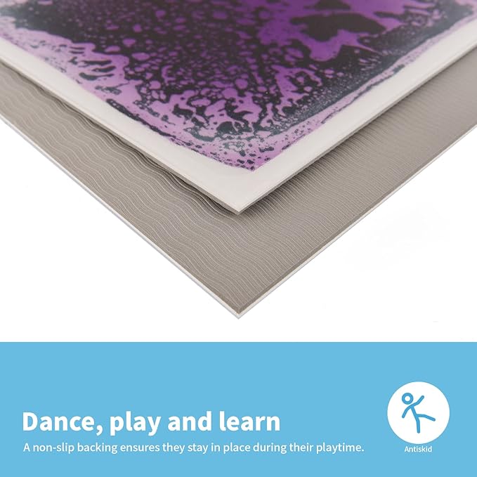 Art3d Baby Sensory Water Mats for Autistic Children (11.8"x11.8" Square, 4 Tiles, Blue-Red,Blue-Yellow,Orange-Red,Purple-Black)