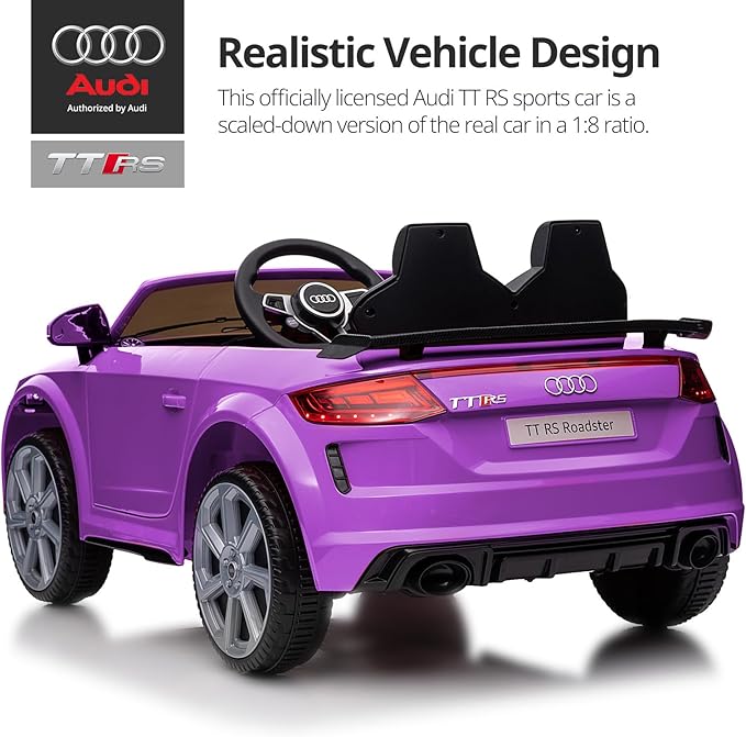 Electric Ride on Car for Kids, Licensed Audi 12V 7Ah Kids Ride-on Toy for Toddlers Girls with Remote, Bluetooth - Purple