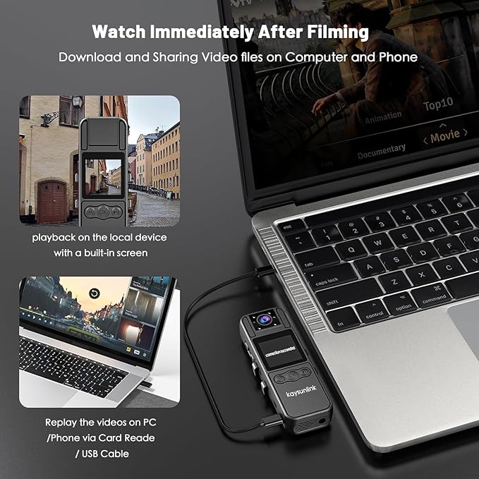 Body Camera with 1.4” Screen Audio and Auto Video Night Vision 1440P UHD Mini Police Wearable Body Worn Cam Portable Small Personal Camcorder Sport Action Outdoor Video Recorder (2K-128GB)