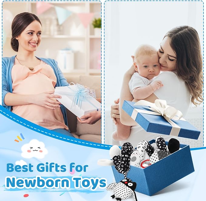 High Contrast Baby Toys - Black & White Hanging Toys for Car Seat, Stroller & Crib | Newborn Essentials 0-6 Months | Perfect