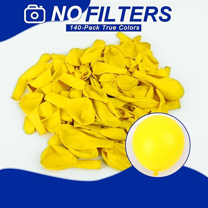140pcs Yellow Round Balloons Different Sizes 18 12 10 5 Inch Latex Balloons for Arch Decoration Party Balloon Kit for Graduation Birthday Party Wedding Balloon Baby Shower Decoration
