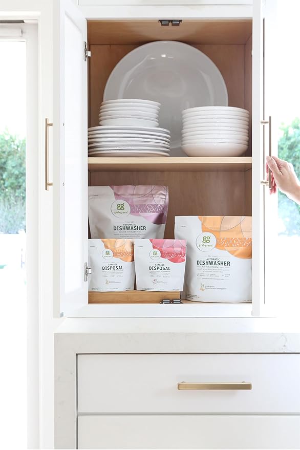 Grab Green Automatic Dishwashing Detergent Pods, 12 Count, Tangerine Lemongrass Scent, Plant and Mineral Based, Superior Cleaning, Powerful Grease Removal, Brilliant Shine