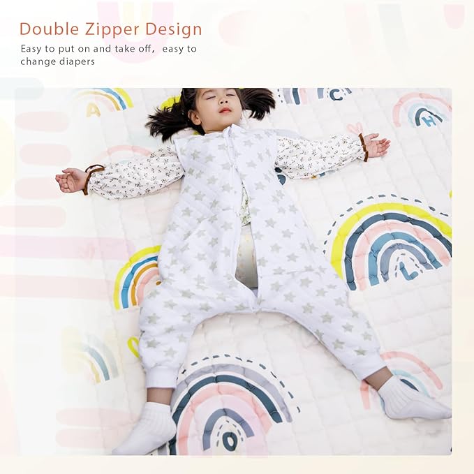 Baby Toddler Sleep Sack with Feet 2.5 TOG Winter, Wearable Blanket with Legs, Toddler Sleeping Sack Long Sleeve (Greystar, 5T-7T)