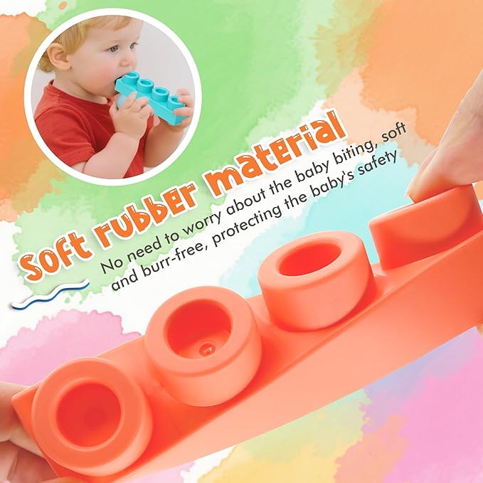 22 Pcs Soft Building Blocks for Toddlers 18M+, BPA - Free Sensory Teether Toys, Montessori STEM DIY Bricks, Early Learning Creative Stacking Set, Safe Baby Construction Toys