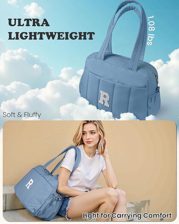 Initial Duffle Bag, Yoga Bags for Women，Overnight Bag with Wet Pocket，Lightweight Work Bags Personalized Gym Tote with Makeup Pouch-Gift for Women, Mom