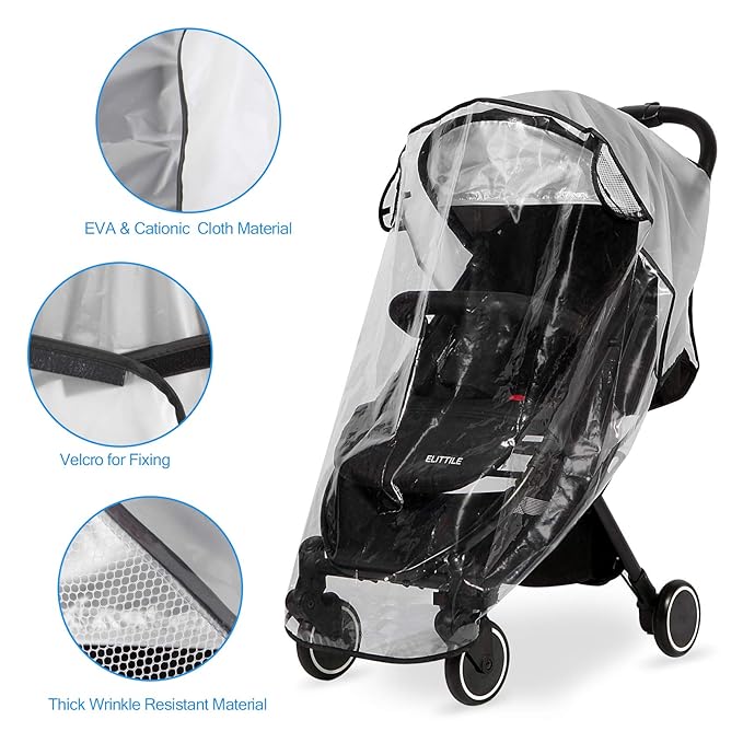 Clear Stroller Rain Cover, Universal Travel Weather Shield Breathable Baby Stroller Rain Cover for Windproof, Waterproof, Protect from Sun Dust Snow