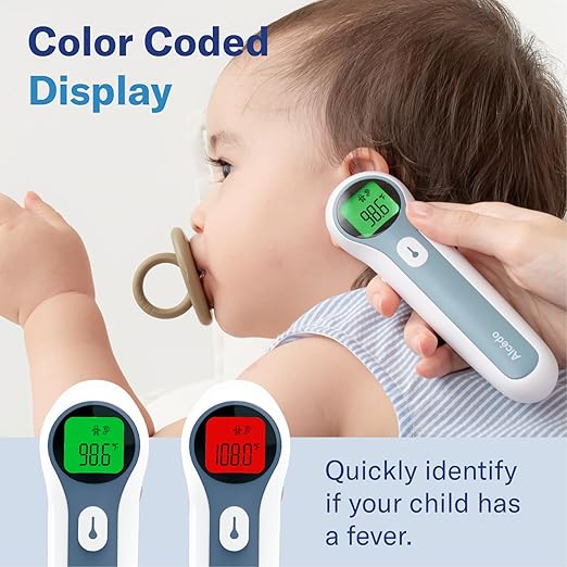 Alcedo Forehead and Ear Thermometer for Adults, Kids, and Baby | Digital Infrared Thermometer for Fever | Touchless, Instant Read, Medical Grade | Pouch and Batteries Included