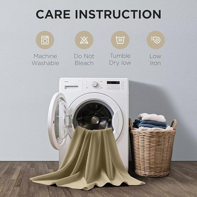 Joydeco Blackout Curtains 108 Inches Long, Thermal Insulated Black Out Curtains 2 Panels Set, Room Darkening Drapes for Living Room Window Rod Pocket Back Tab (W52 x L108 Inch, Beige)