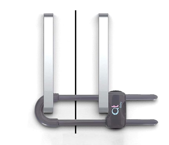 Baby Proofing Cabinet Locks | Adjustable U Shaped Baby Safety Latches for Drawers, Fridge, Closet |Modern Baby Proofing Cabinet Lock with Extra Secure Lock Buttons (Pack of 2)