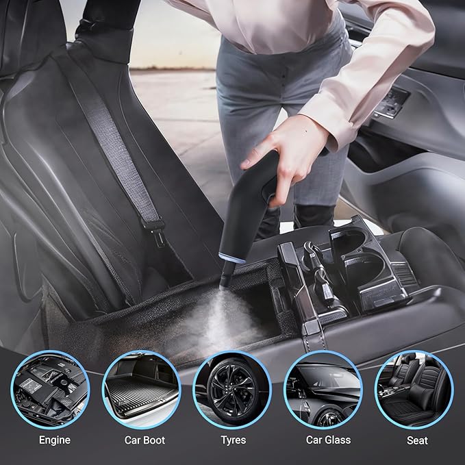 Handheld Pressurized Steam Cleaner. 4Bar for Home, Kitchen, Bathroom, 15s Heat-Up, 6 Adjustable Levels, Large 42.27oz Tank, Portable Steamer for Tile, Grout, Floor, Shower, Walls with 12 Accessories