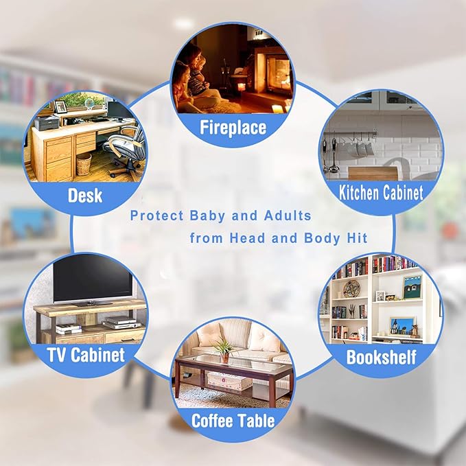 Edge Protector 100% Silicone, Baby Proofing Corners Clear Guards, Pre-Tape Adhesive Soft for Kids Safety, Child Table Cabinets Furniture Bumper (0.8x0.8in(Width), 12 Foot (Pack of 1))