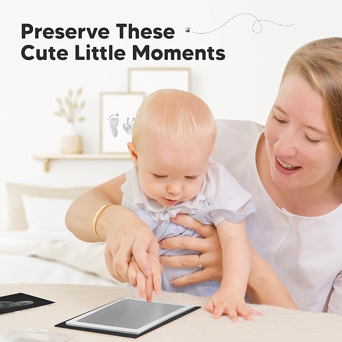 4-Pack Inkless Baby Hand and Footprint Kit - Mess Free Ink Pad for Newborn Keepsake, Dog Nose & Paw Print Kit, Clean Touch Ink Pad for Baby Hand & Footprints, Ideal New Mom Gifts (Gold/Silver, L)