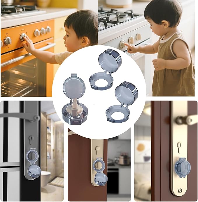 2 Pack Deadbolt Child Safety Lock Cover, Child Proof Door Knob Cover, Large Size Door Safety Deadbolt Lock for Kids, 2.76 * 2.14"