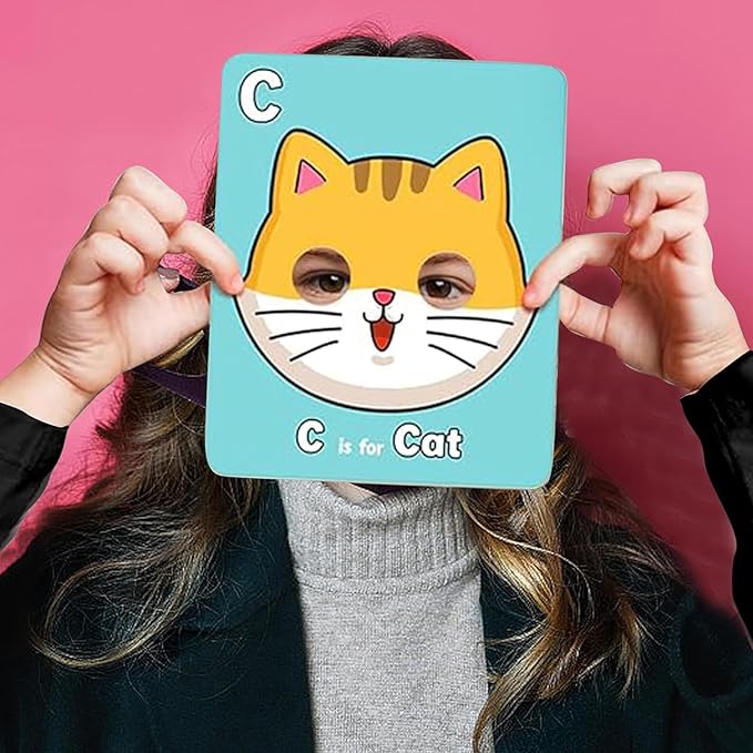 Alphabet Mask Cards, Alphabets ABC Flash Cards with Animal Masks, Giant Letter ABC Animals Faces Flash Learning Flashcards, Interactive and Educational Animals Masks Set (Alphabet Mask Cards, 1)