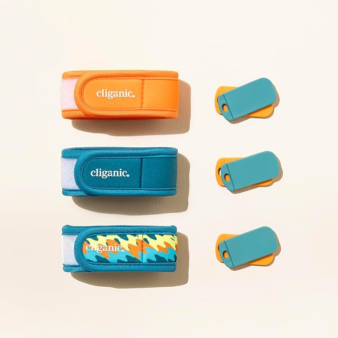 Cliganic Mosquito Repellent Pack (3 Wristbands + 6 Refill Pellets) - Adjustable, Natural DEET-Free, Essential Oil Infused