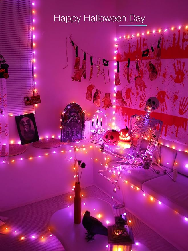 Brizled Smart RGB Fairy Lights Pro, 66FT 200 LED Orange Purple Halloween String Lights, Color Changing Christmas Fairy Light App Controlled, Dimmable Tree Light Music Sync Work with Google Home Alexa