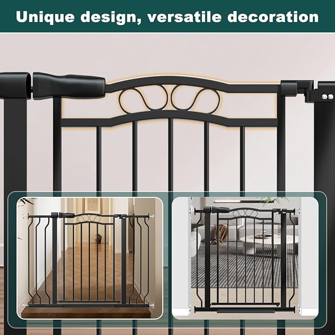 62.5"-71.6" Extra Wide Baby Gate for Doorways No Drill, Pressure Mounted Dog Gate Indoor, Walk Thru Pet Gate for Cat Dog Child,Pet Gates for The House Doorway Black