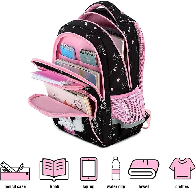 Cusangel Backpack for Girls Boys School Bookbags Kindergarten Elementary Lightweight Waterproof Multifunctional Large Capacity for Backpack (16 inch cat Fun Prints)