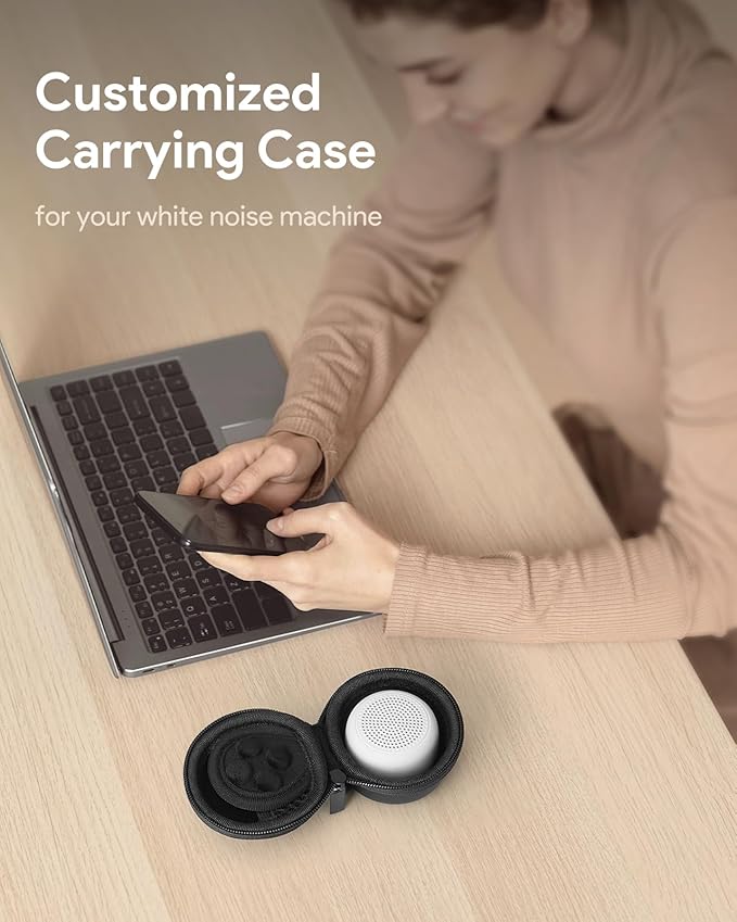 Carrying Case for Babelio White Noise Machine, Mini Sound Machine Protective Compact Traveling Storage Bag, Scratches Shockproof Waterproof (Only Case) (Black, S)